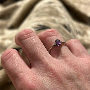 Lusaka Amethyst and Diamond Ring in Platinum Over Sterling Silver 1.85 ctw size6